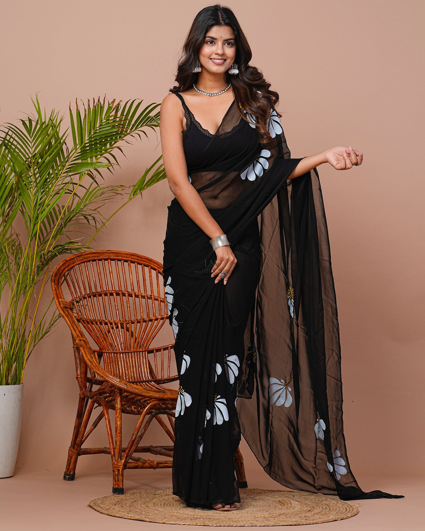 Half Daisy Hand painted Saree