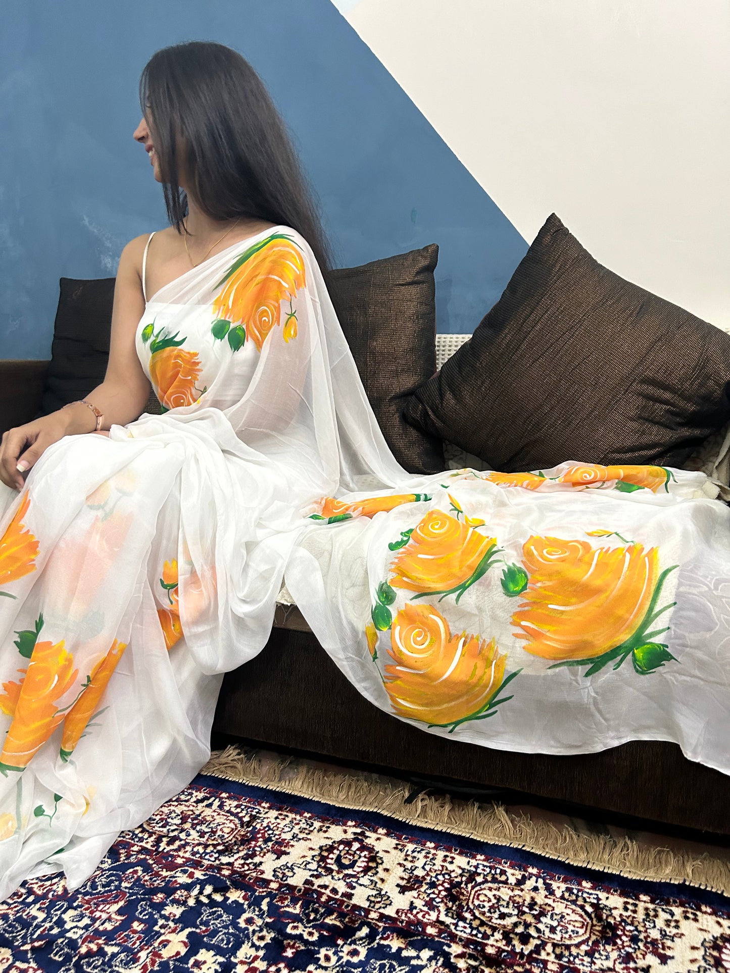 Orange Blossom Chiffon Saree