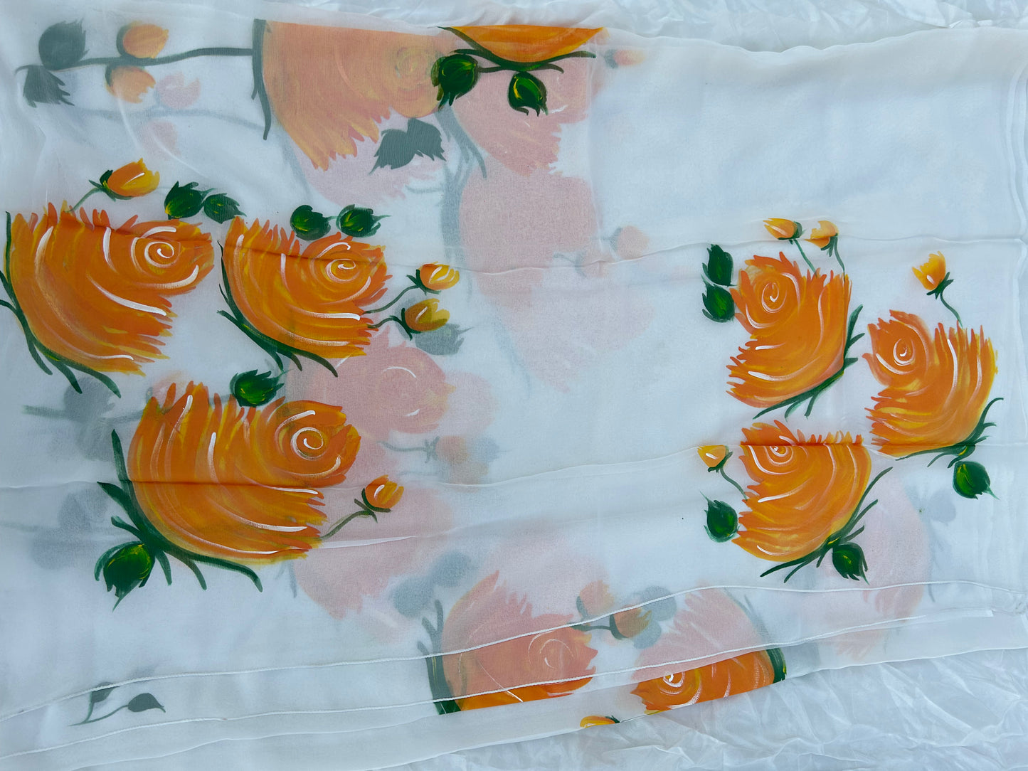 Orange Blossom Chiffon Saree