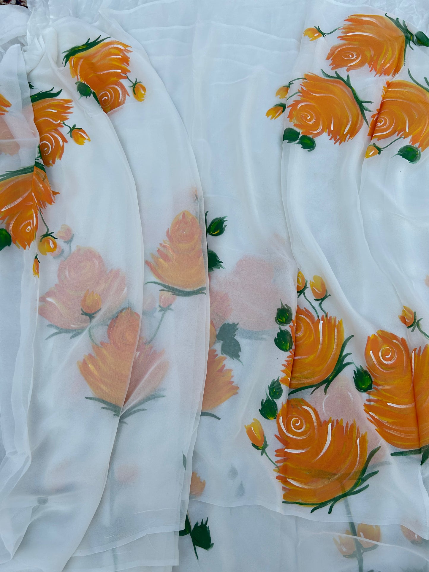 Orange Blossom Chiffon Saree
