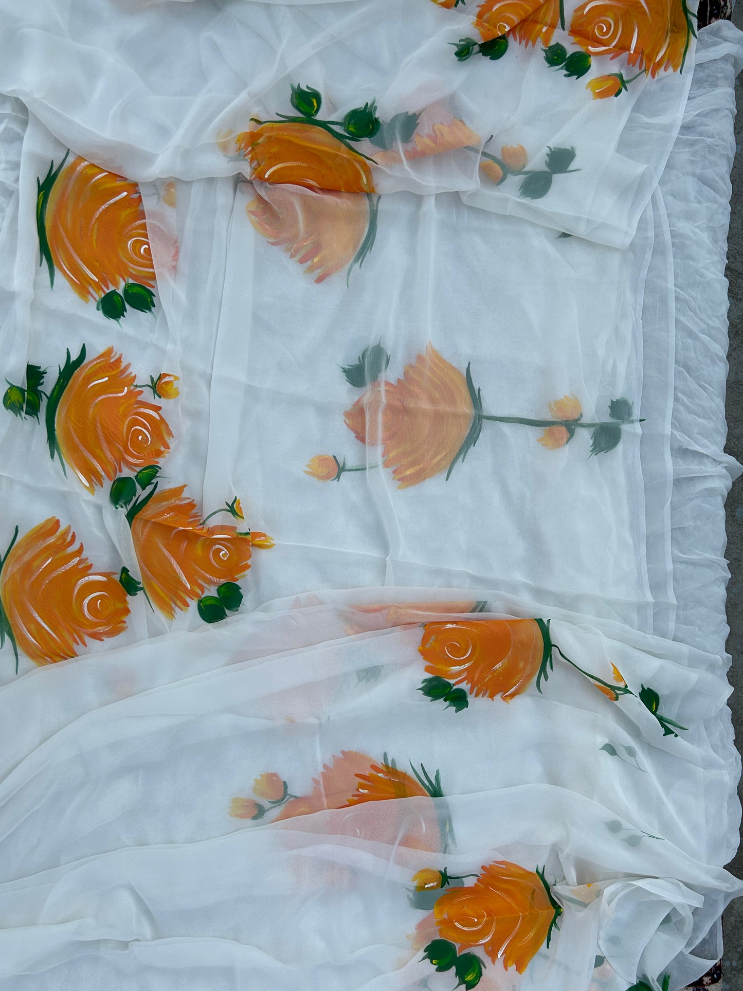 Orange Blossom Chiffon Saree